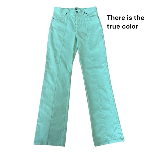 NEW, Simon Chang Denim, Mint Green Straight Leg Pants, Size 8 - Picture 3 of 9